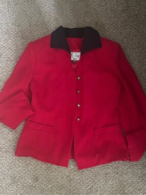 Le Suit Red Women's Blazer with Black Collar